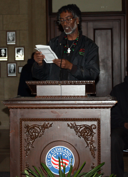Khalil A. Rashid spoke about the Pan African and African American Flags