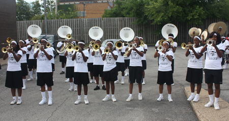 Shaw High School Marching Band from East Cleveland warming up