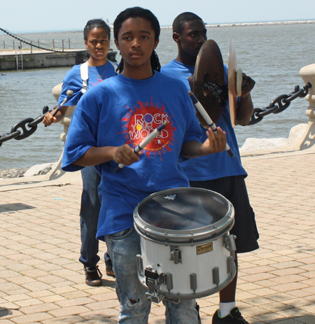 Cleveland Metropolitan School District drummers perform