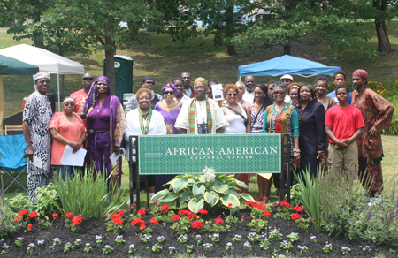 Larger group at African-American sign