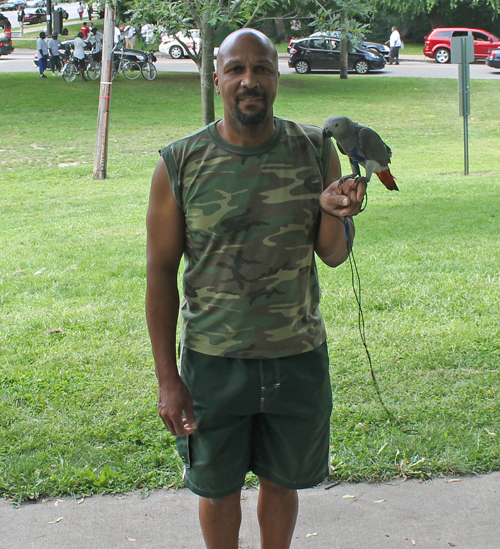 Nathan Rogers and his parrot