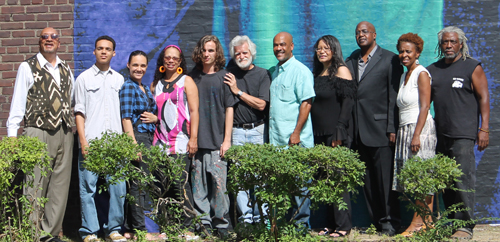 Posing in front of the new Ruby Dee mural at Karamu House