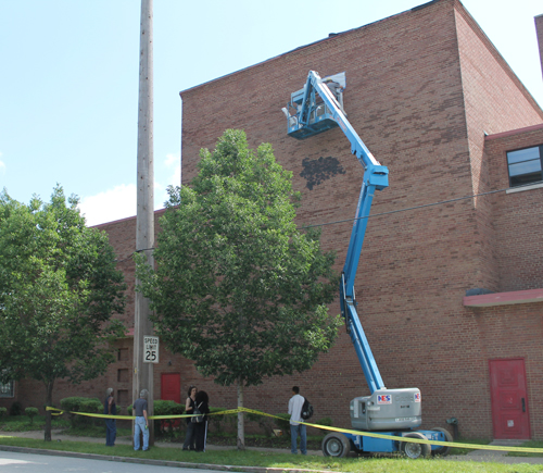 Beginning the Ruby Dee mural at Karamu House