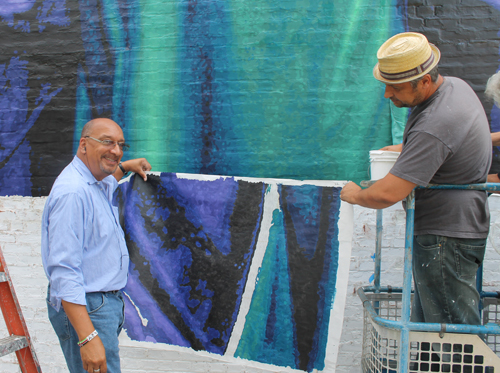 Working on Ruby Dee mural at Karamu House