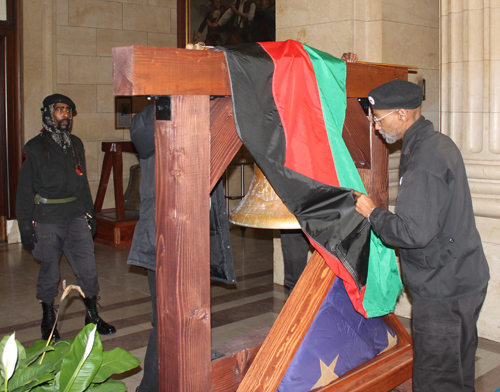 Cleveland community leaders hung the red, green and black flag