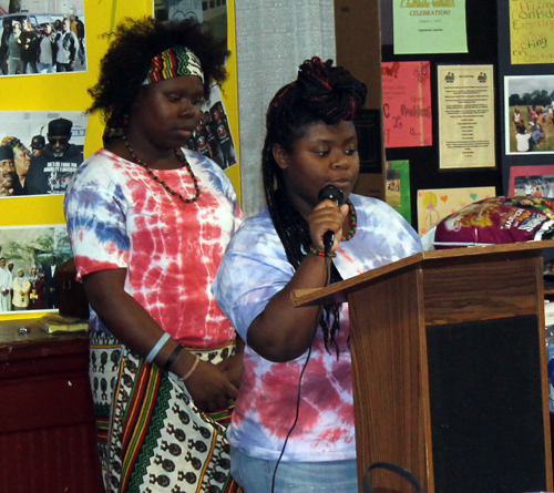 Kalena Stewart reciting her poem