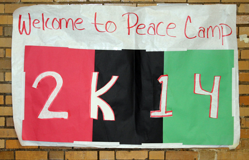 Peace Camp 2014 sign