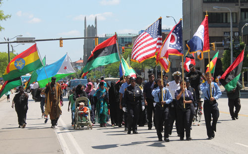 Cleveland African-American Heritage Umoja Parade flags