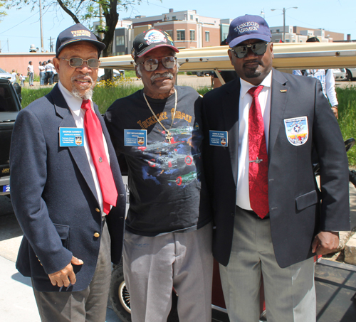 Tuskegee Airmen at Native American Indian groups at African American Gardens at Cleveland African-American Heritage Umoja Parade