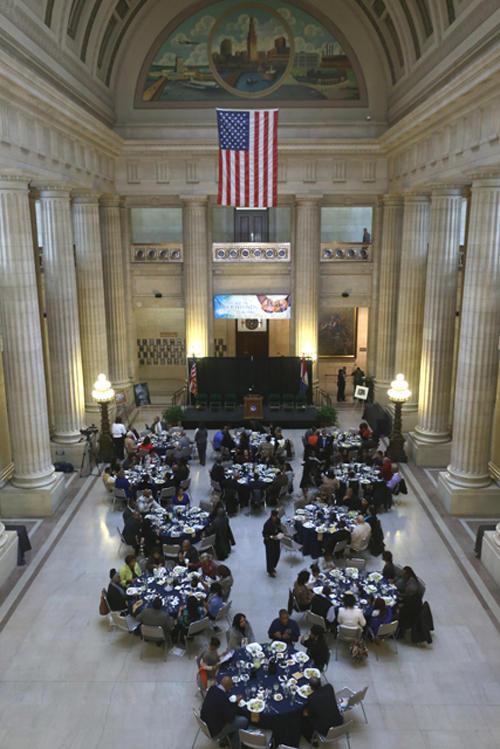 Cleveland City Hall Rotunda crowd