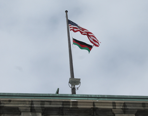participants saluted the African-American flag that was flying over Cleveland City Hall