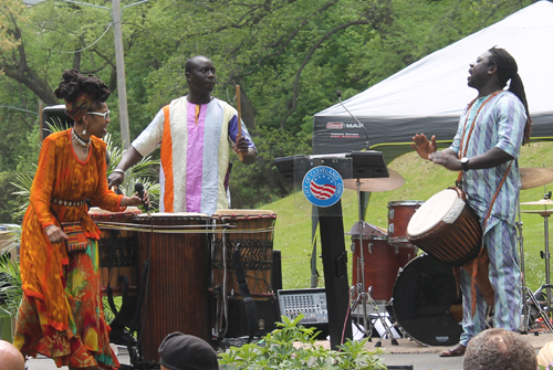 African drummers and dancers at African American Garden groundbreaking in Cleveland