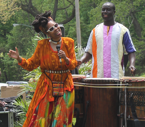 African drummers and dancers at African American Garden groundbreaking in Cleveland