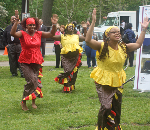 African drummers and dancers at African American Garden groundbreaking in Cleveland