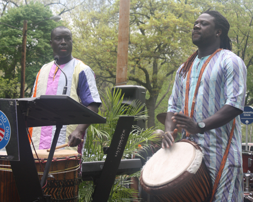 African drummers and dancers at African American Garden groundbreaking in Cleveland