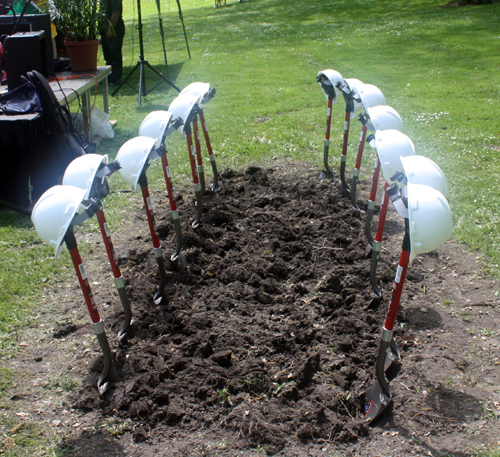 Shovels and hardhats