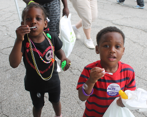 Kids blowing bubbles