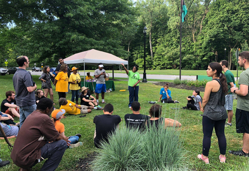 Jewish and African American volunteers work together in the African American Cultural Garden