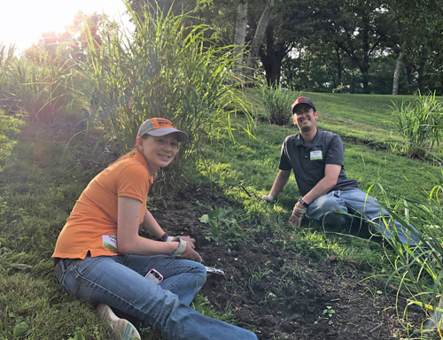 Jewish and African American volunteers work together in the African American Cultural Garden