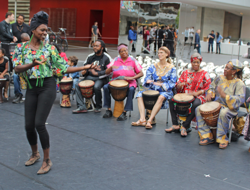 Dancing to Mama Fasi's Girls and Grandmas Drum Ensemble 