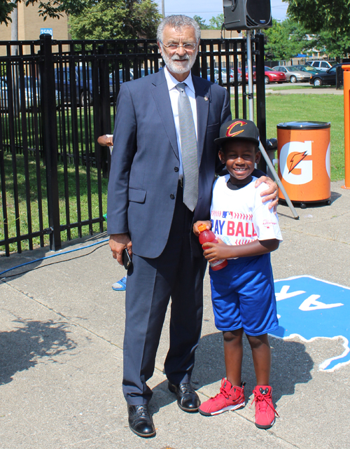 Mayor Frank Jackson and a young boy