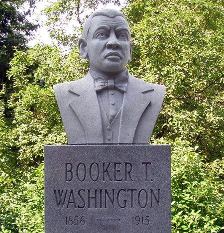 Booker T Washington statue in African-American Cultural Garden in Cleveland Ohio (photos by Dan Hanson)