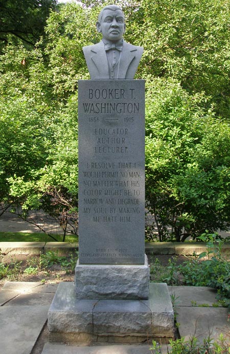 Booker T Washington statue in African-American Cultural Garden in Cleveland Ohio (photos by Dan Hanson)