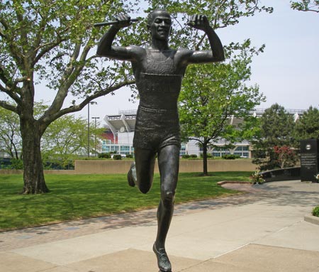 Jesse Owens statue in downtown Cleveland Ohio
