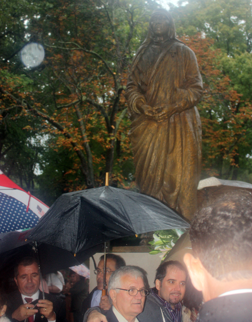 Mother Teresa statue in Albanian Garden in Cleveland