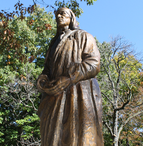 Mother Teresa statue in Albanian Cultural Garden in Cleveland
