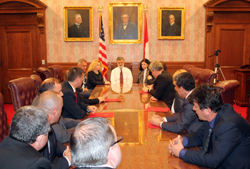 Albanian delegation in the Red Room with Mayor Jackson and Dona Brady