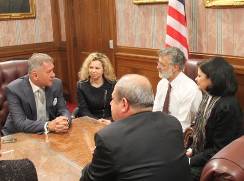 Albanian delegation in the Red Room with Mayor Jackson and Dona Brady