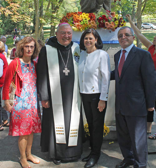 Mrs Meta, Bishop Gries, Dona Brady and Adem Meta