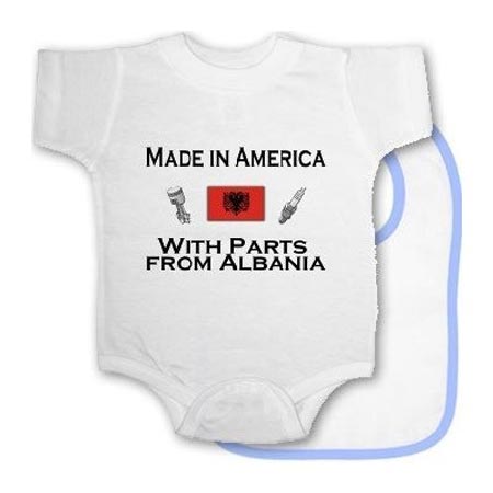 Albanian American baby bib and onesie