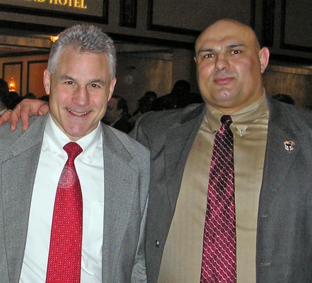 Cleveland Browns Dick Ambrose with Iranian-American Olympic champion wrestler Siamak 'Matt' Ghaffari