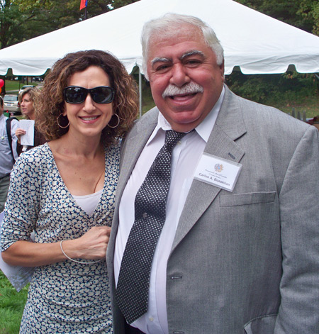 Maureen Mathias and her father Carlos Bozoklian, builder of the Armenian Cultural Garden