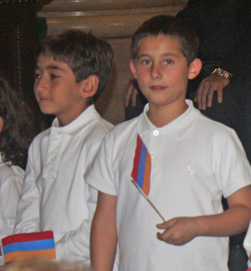 Boys with Armenian flags