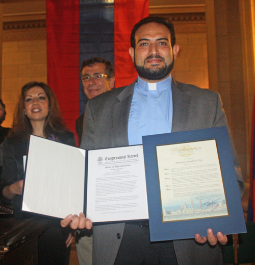 Fr. Hratch with proclamations
