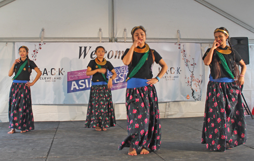 ladies from Lincoln West High School performed a Nepali traditional folk dance