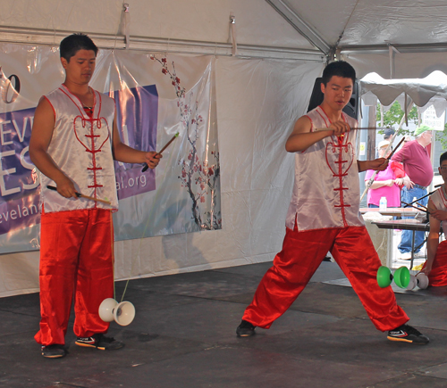 Performing with spinning Chinese Diabolos