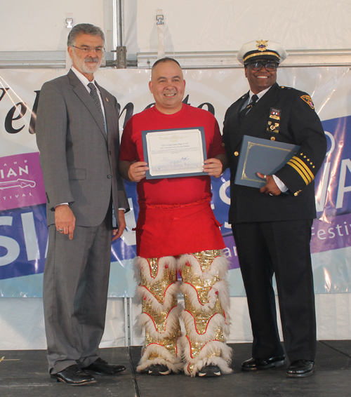 Cleveland Mayor Jackson, CPD Commander Jones and police officer Officer George Kwan Jr. of Asian Heritage