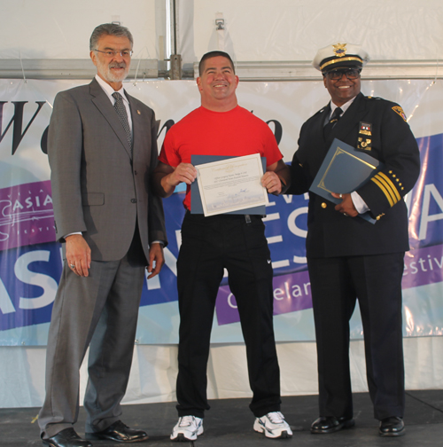 Cleveland Mayor Jackson, CPD Commander Jones and police officer of Asian Heritage