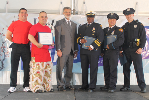 Cleveland Mayor Jackson, CPD Commander Jones and officers of Asian Heritage