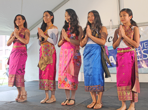 Laotian Models wearing the colorful fashions of Asia at the 2017 Cleveland Asian Festival