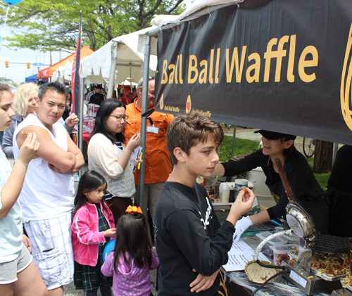 Long lines both days for Ball Ball Waffles