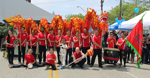 Posing with the Cleveland OCA Dragon Dance Team at the 2018 Cleveland Asian Festival