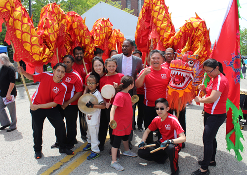 Posing with the Cleveland OCA Dragon Dance Team at the 2018 Cleveland Asian Festival