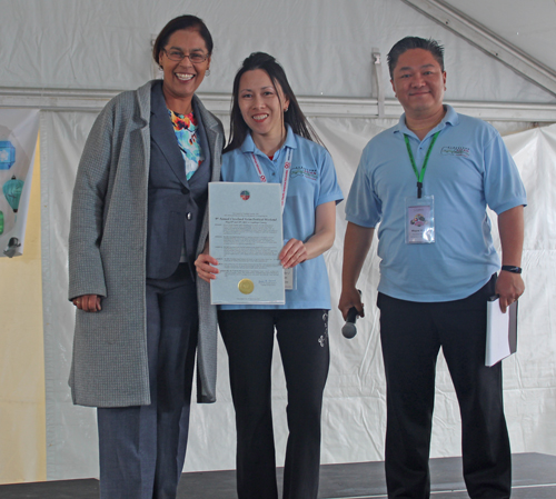 Councilwoman Yvonne Conwell with Lisa and Wayne Wong