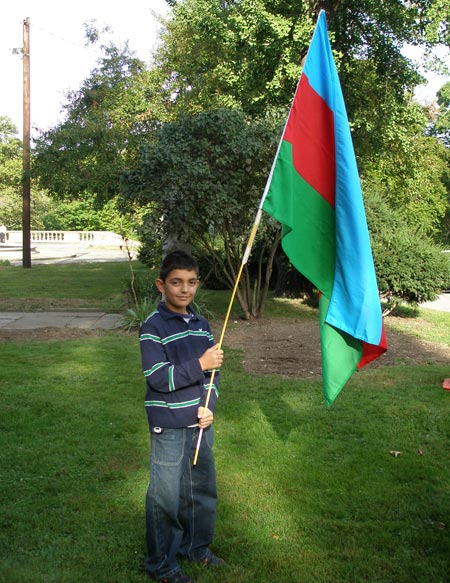 Azerbaijan boy with flag at One World Day in Cleveland - (Dan Hanson photo