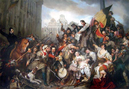 Episode of the Belgian Revolution of 1830 (1834) by Egide Charles Gustave Wappers in the Ancient Art Museum, Brussels.